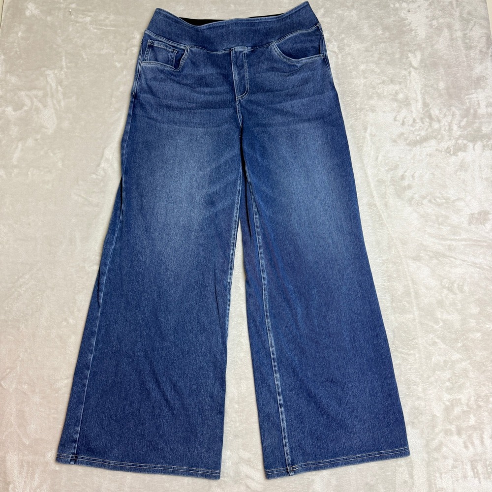 Halara Tummy Control Wide Leg Jeans Women L Regular Blue Stretch Pull On Boho